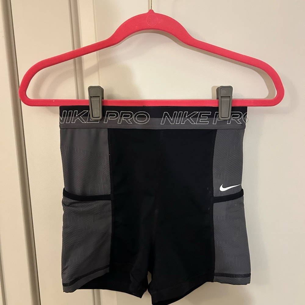 Nike Pro Black and Gray 3” High Waisted Spandex
